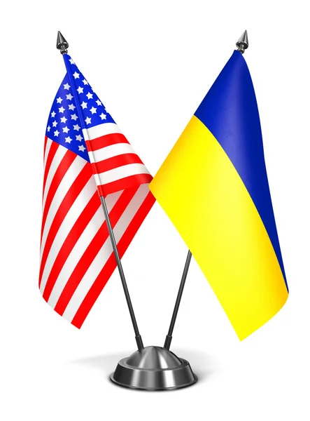 USA und Ukraine - Miniaturfahnen. — Stockfoto