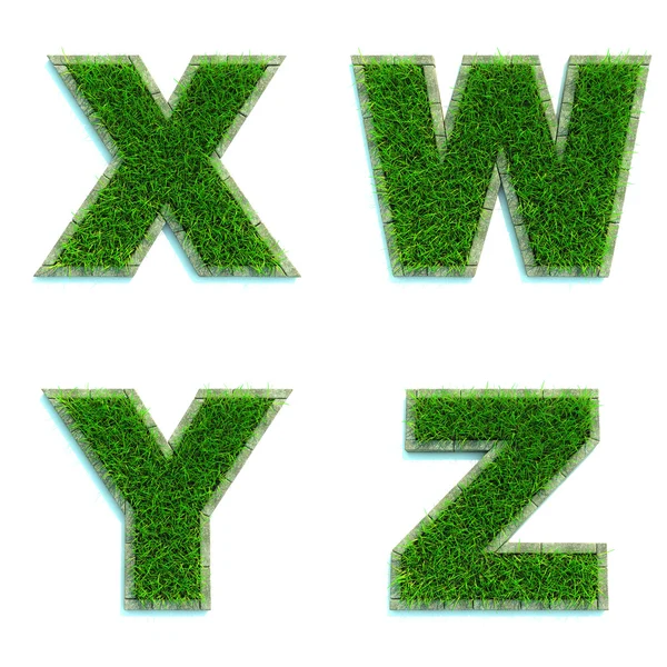 Буквы X, W, Y, Z как Lawn - Набор из 3d . — стоковое фото