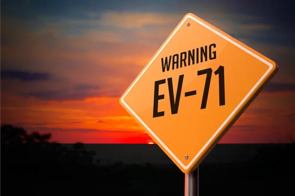 EV-71 on Warning Road Sign. — Stock Photo, Image