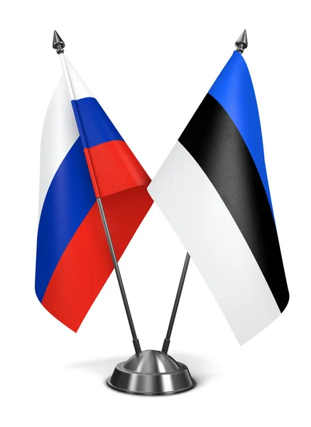 Rusia y Estonia - Banderas en miniatura . — Foto de Stock