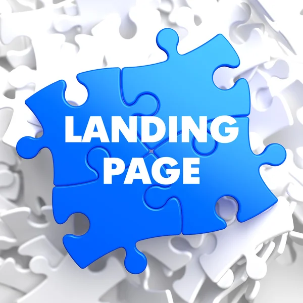 Landing Page auf blauem Puzzle. — Stockfoto