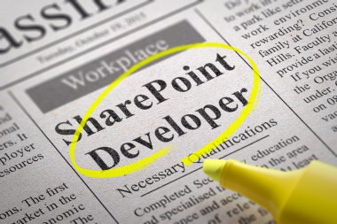 Share Point Developer Vacancy in Newspaper. clipart