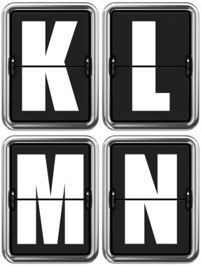 Letters K, L, M, N on Mechanical Scoreboard. clipart