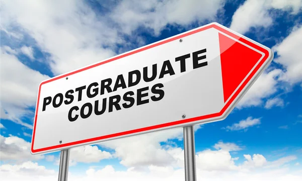 Postgraduate Courses on Red Road Sign. — Stock Photo, Image