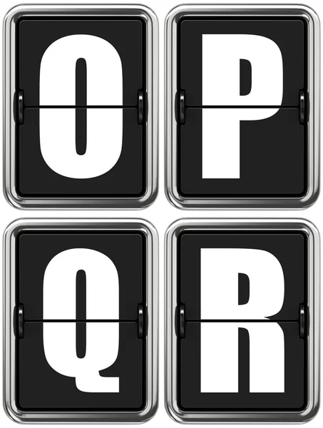 Letters O P Q R on Mechanical Scoreboard. — Stock Photo, Image
