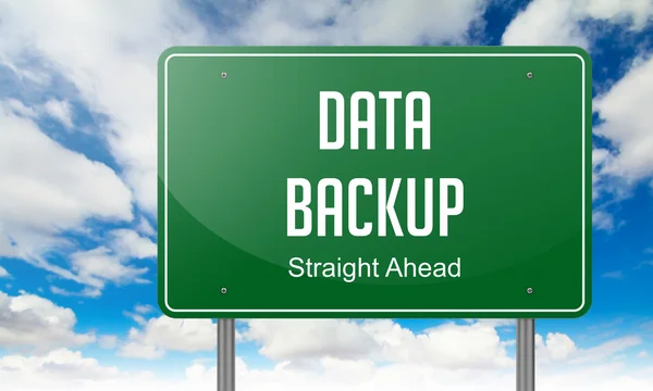 Data Backup on Highway Signpost. — Stock Photo, Image
