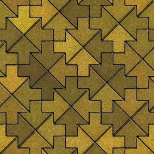 Μωσαϊκό ταρατσόπλακες ως βέλος στο κίτρινο Μουσταρδί χρώματα. — Φωτογραφία Αρχείου