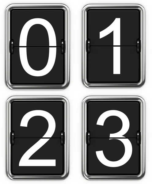 Digits 0, 1, 2, 3 on Mechanical Scoreboard. — Stock Photo, Image