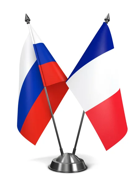 Oroszország és Franciaország - miniatűr zászlók. — Stock Fotó