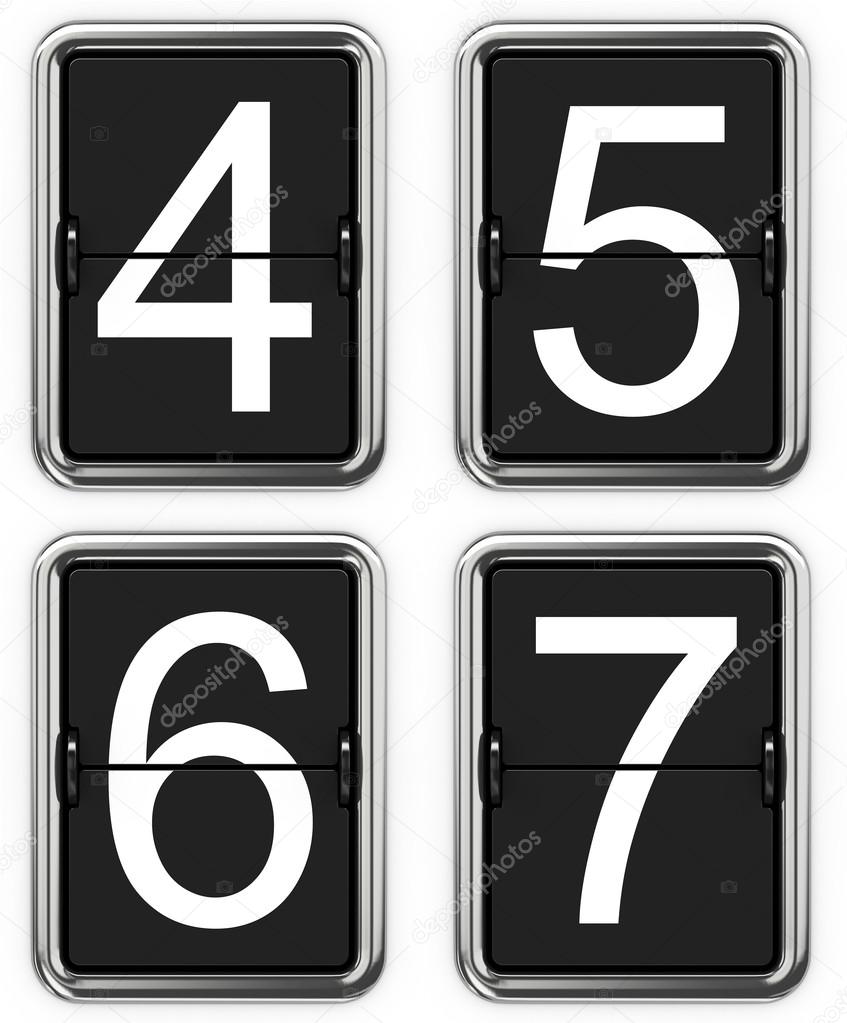 Digits 4, 5, 6, 7 on Mechanical Scoreboard.