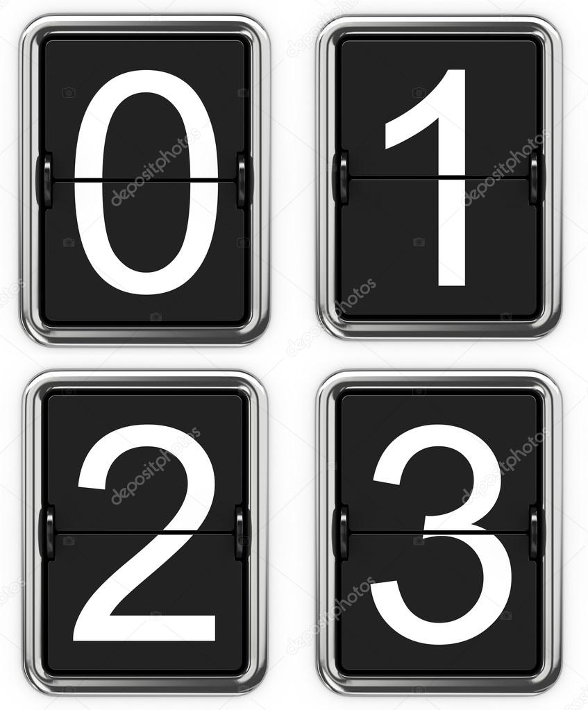 Digits 0, 1, 2, 3 on Mechanical Scoreboard.