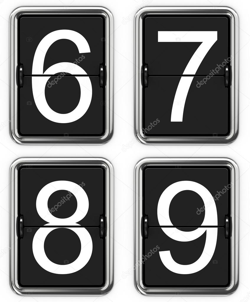 Digits 6, 7, 8, 9 on Mechanical Scoreboard.