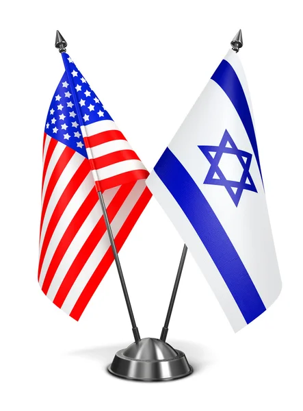 EUA e Israel - Bandeiras em miniatura . — Fotografia de Stock