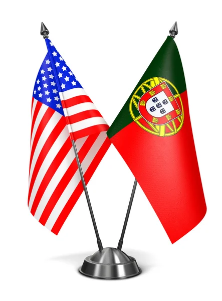 Estados Unidos y Portugal - Banderas en miniatura . — Foto de Stock