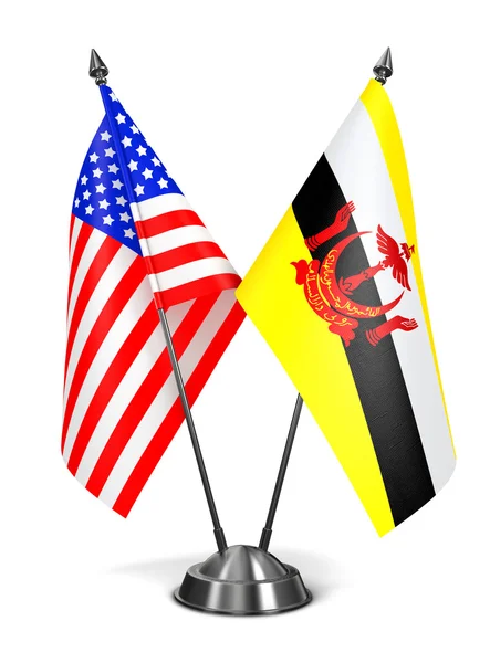 EUA e Brunei - Bandeiras em miniatura . — Fotografia de Stock
