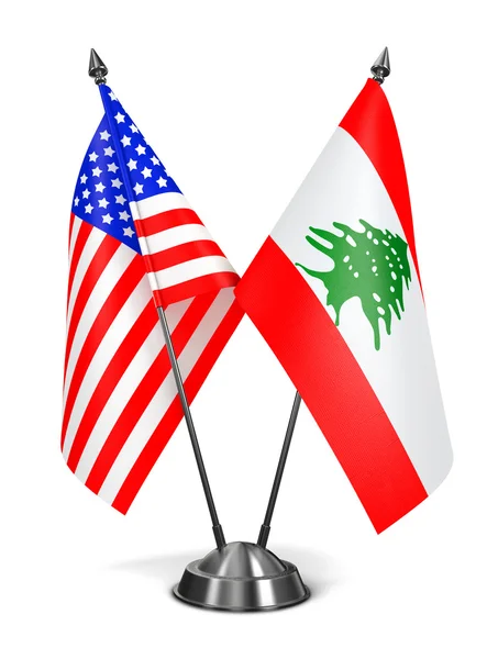 USA i Liban - miniaturowe flagi. — Zdjęcie stockowe