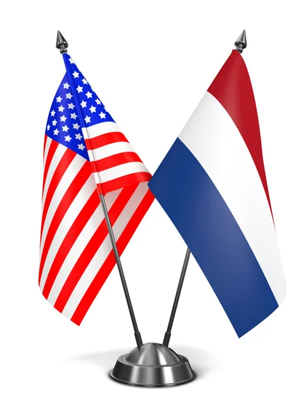 Statele Unite și Olanda - steaguri miniaturale . — Fotografie, imagine de stoc