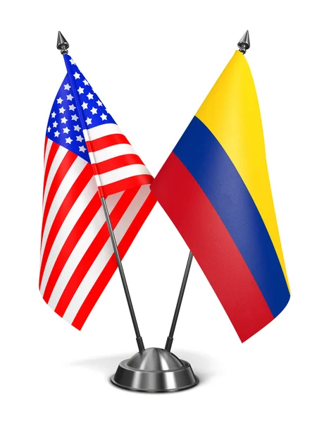 USA and Colombia - Miniature Flags. — Stok Foto