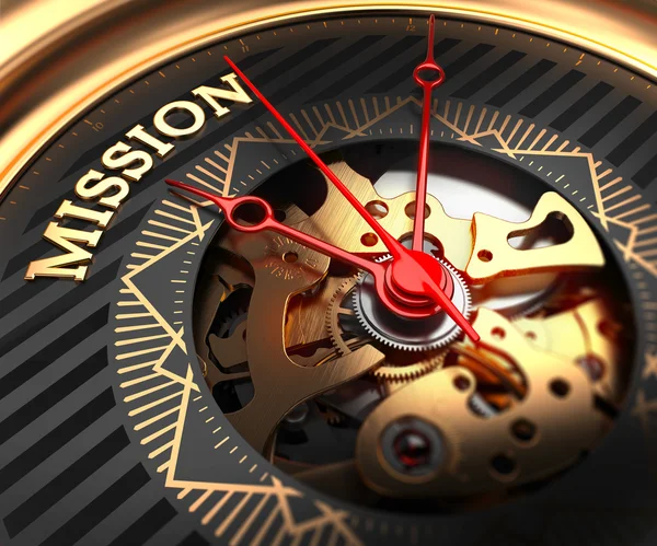 Mission on Black-Golden Watch Face. — Stock Photo, Image