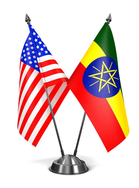 USA and Ethiopia - Miniature Flags. — Stock Photo, Image