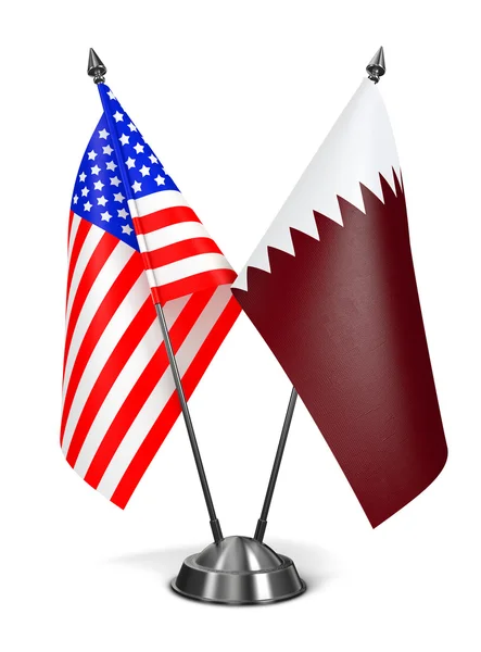 USA and Qatar - Miniature Flags. — Stock Photo, Image