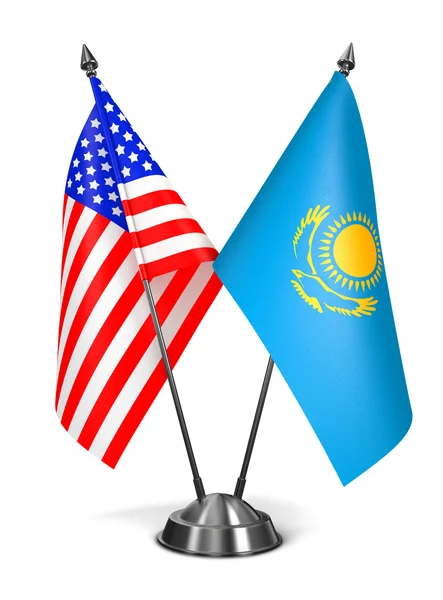 USA and Kazakhstan - Miniature Flags. — Stock Photo, Image