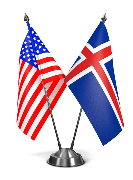 Estados Unidos e Islandia - Banderas en miniatura . — Foto de Stock