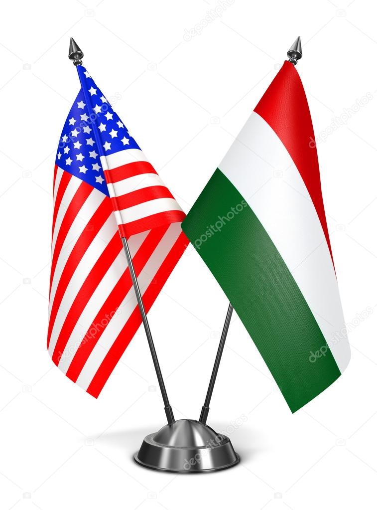 USA and Hungary - Miniature Flags.
