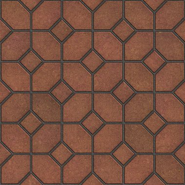 Dekoratif figürlü kahverengi kaldırım döşeme.