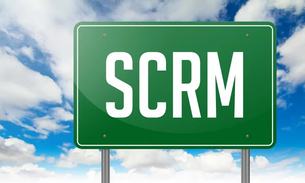 SCRM op groen Highway Signpost. — Stockfoto