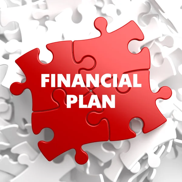 Financial Plan on Red Puzzle. — Stock Photo, Image