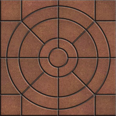 Daire şeklinde kahverengi kaldırım döşeme.