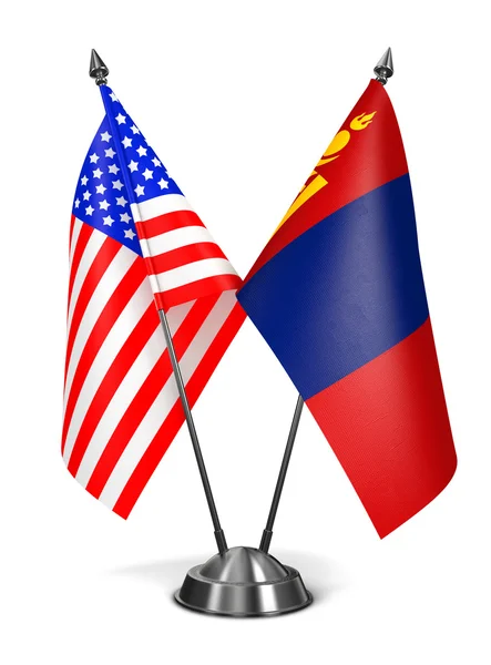 Verenigde Staten en Mongolië - miniatuur vlaggen. — Stockfoto