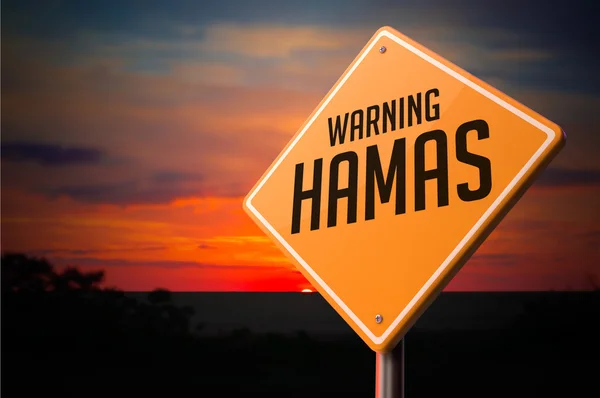 Hamas op waarschuwing Road Sign. — Stockfoto