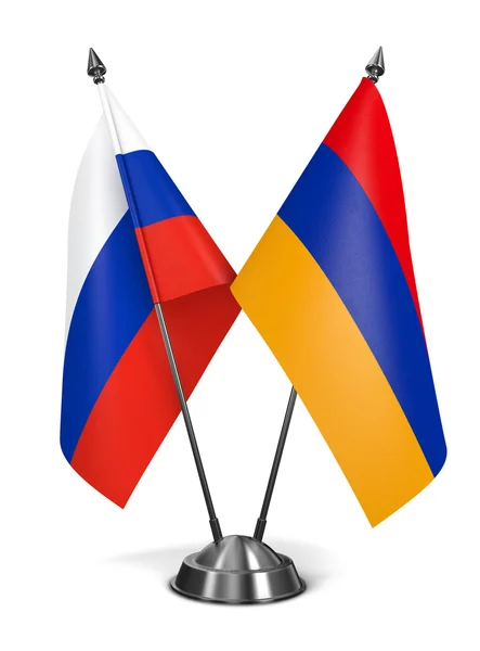 Ruska a Arménie - miniaturní příznaky. — Stock fotografie