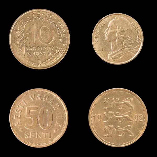 Vorderseite, Rückseite Münze von Frankreich und Estland. — Stockfoto