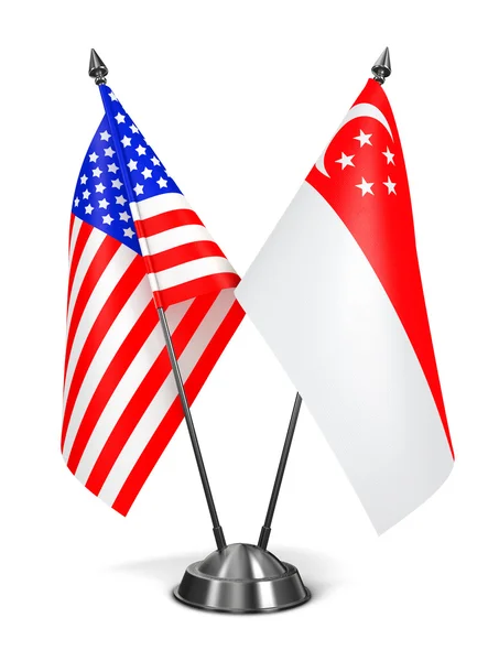 USA e Singapore - Bandiere in miniatura . — Foto Stock