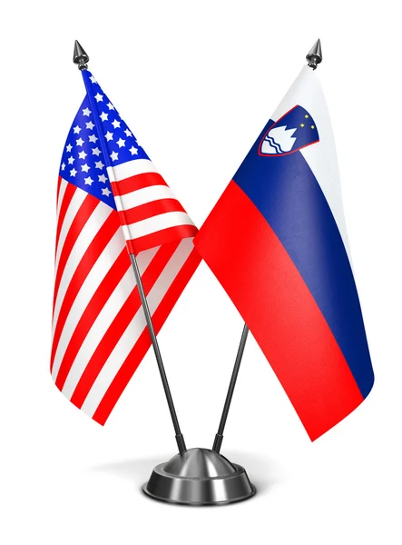 USA and Slovenia - Miniature Flags. — Stock Photo, Image