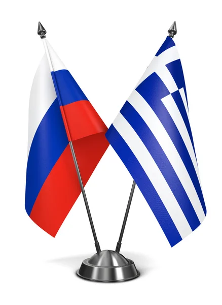 Russia and Greece - Miniature Flags. — Stock Photo, Image