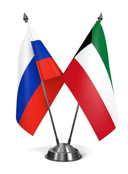 Russia and Kuwait - Miniature Flags. — Stock Photo, Image