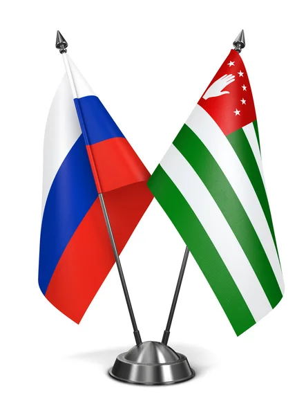 Russia and Abkhazia - Miniature Flags. — Stock Photo, Image