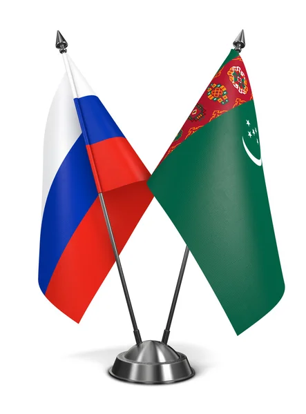 Russia and Turkmenistan - Miniature Flags. — Stock Photo, Image