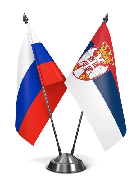 Russia and Serbia - Miniature Flags. — Stock Photo, Image