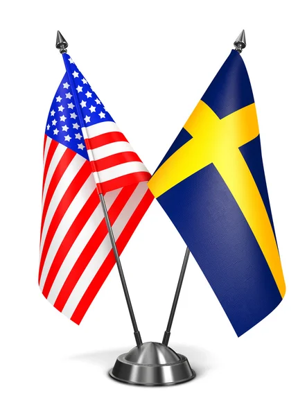 USA i Szwecji - miniaturowe flagi. — Zdjęcie stockowe