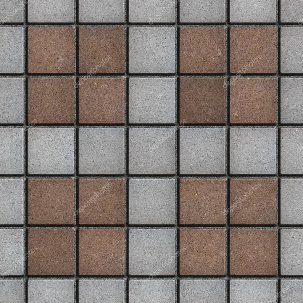 BrownGray Square Brick Pavers. Seamless Texture. — Stock Photo