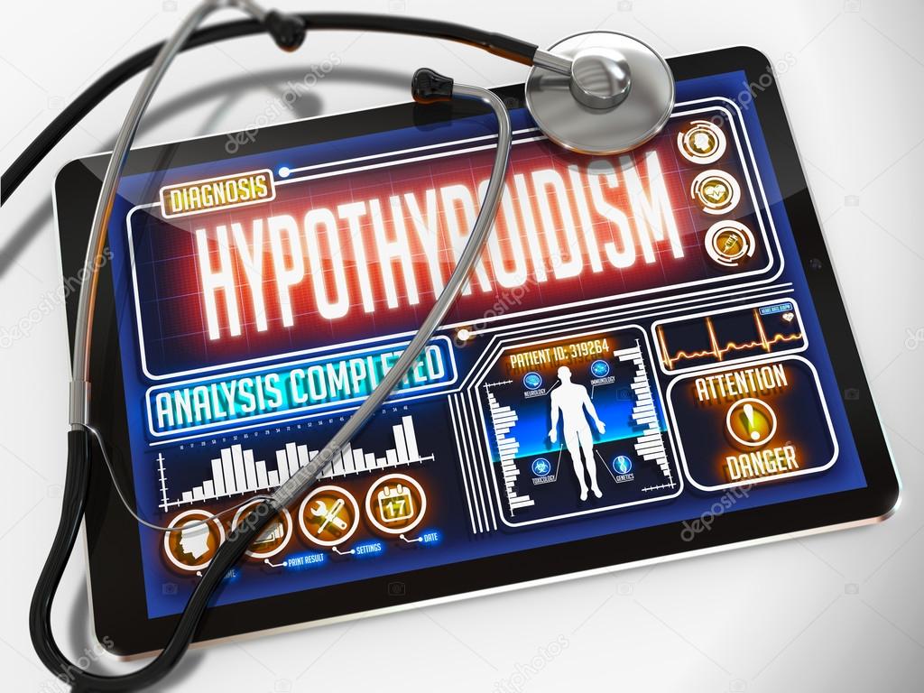 Hypothyroidism on the Display of Medical Tablet.