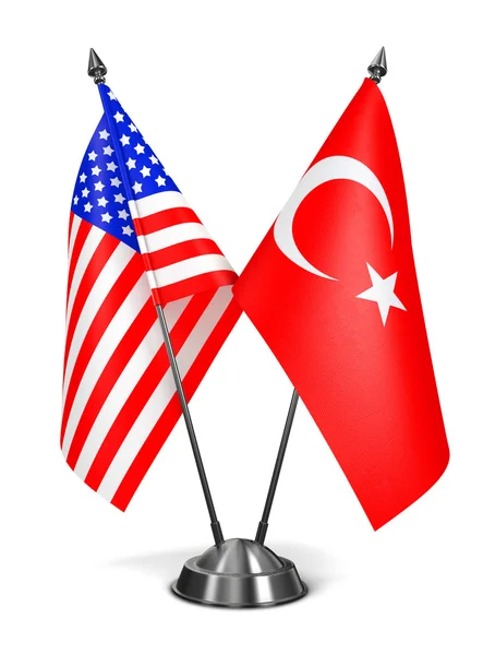 Estados Unidos y Turquía - Banderas en miniatura . — Foto de Stock