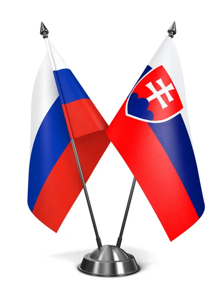 Russia and Slovakia - Miniature Flags. — Stock Photo, Image