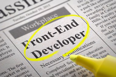 Front-End Developer  Vacancy in Newspaper. clipart