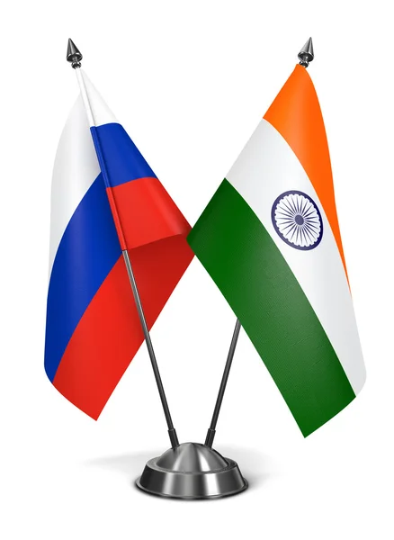 Russia and India - Miniature Flags. — Stock Photo, Image